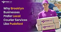 The image features a delivery person dressed in a purple uniform, including a cap and shirt, holding two boxes with the branding 