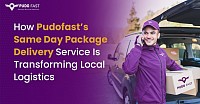 A Pudofast delivery executive prepares a package for same-day delivery, showcasing fast, secure, and technology-driven local logistics services.